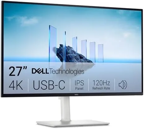 Dell S2725QC 4K monitor on a desk showing a desktop workspace