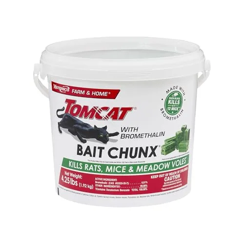 Tomcat with Bromethalin Bait Chunx Pail, 4.25 lbs. | Rat & Mouse Bait, Rat Review: Tested and Rated