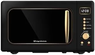 Interior of the Frigidaire retro microwave with the glass turntable visible