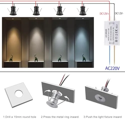 Detail shot of the 902 120°LED mini Spotlight,DC12V 1W,80Ra,75lm,Small Size,Embedded Installation,Suitable for Cabinet Lighting features