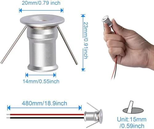 The 902 120°LED mini Spotlight,DC12V 1W,80Ra,75lm,Small Size,Embedded Installation,Suitable for Cabinet Lighting in real use