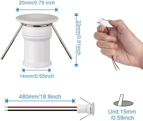 Another view of the 902 120°LED mini Spotlight,DC12V 1W,80Ra,75lm,Small Size,Embedded Installation,Suitable for Cabinet Lighting