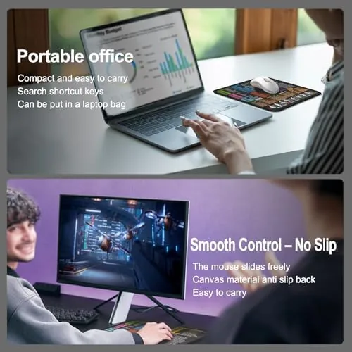 The Kinevolve Mouse Pad for Excel Shortcuts ,  Small Excel Spreadsheet compared in context