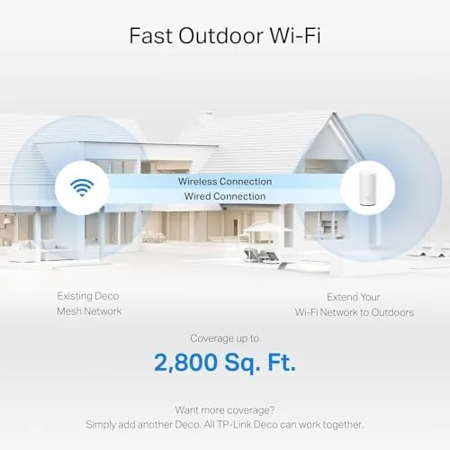 Another view of the Deco 7 Outdoor BE5000 Dual-Band Wi-Fi 7 Mesh Extender, Dual