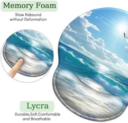 The LIMKRIAN Beach Ocean Ergonomic Mouse Pad with Gel Wrist Rest compared in context