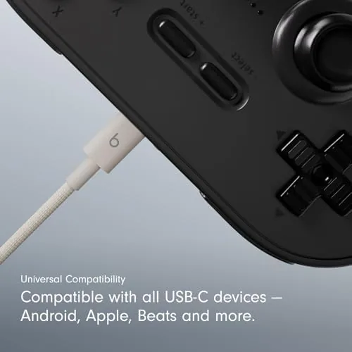 Beats woven cable plugged into a smartphone for fast charging