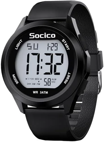 Overview of the SOCICO Mens Digital Watch Waterproof LED Light 12/24H Military Style