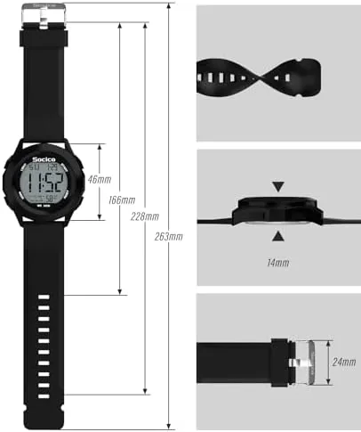 The SOCICO Mens Digital Watch Waterproof LED Light 12/24H Military Style compared in context