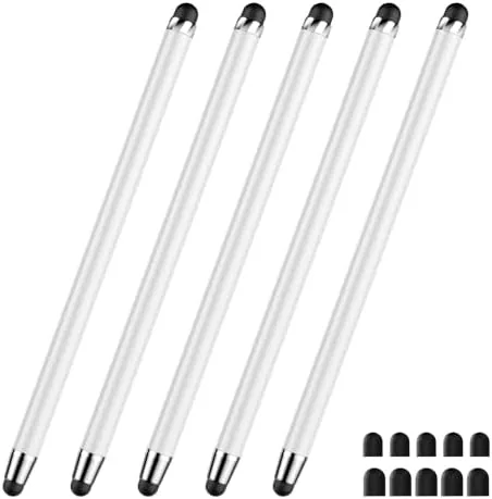 Stylus(5 PCS),Stylus Pen for Touchscreen,High Sensitivity Rubber Tip,White | Universal Stylus,2-in-1 Tip,Touch Screens of Review: Tested and Rated