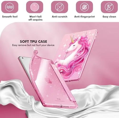 The INFILAND Case for iPad 9th/8th/7th Generation 10.2 inch Pink Unicorn in real use