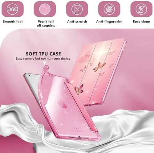 The INFILAND Case for iPad 9th/8th/7th Generation 10.2 inch (Pink Flutter) in real use