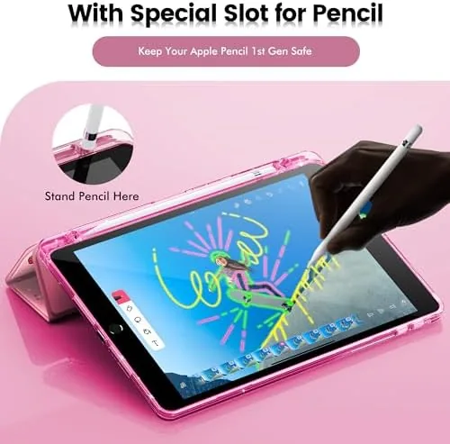 Another view of the INFILAND Case for iPad 9th/8th/7th Generation 10.2 inch (Pink Flutter)