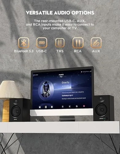 Another view of the OHAYO 60W Computer Speakers for Music and Gaming, Active Bluetooth