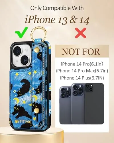 Close look at the Petitian for iPhone 14/13 Case with Wallet - Women Girls build quality