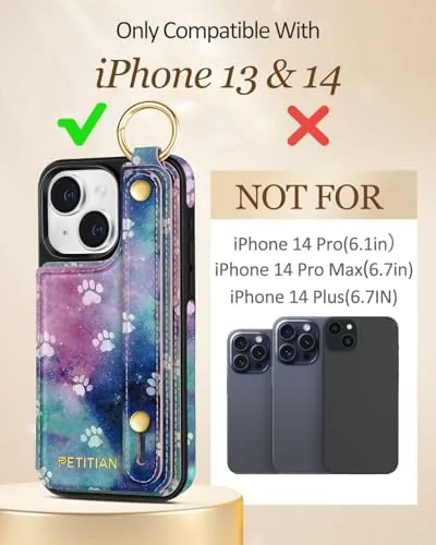 Close look at the Petitian for iPhone 14/13 Case with Wallet - Women Girls build quality