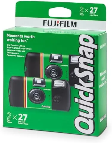 Close up of the QuickSnap camera showing the thumb wheel and flash ready light