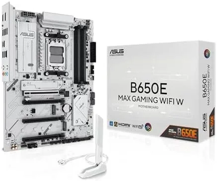 ASUS B650E MAX Gaming WiFi W motherboard with white PCB
