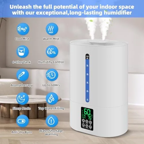 The Coolfiqu 6L Warm & Cool Mist Humidifiers for Bedroom,Large Room,Plants in real use