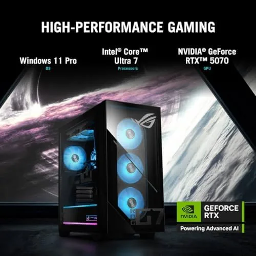 Detail shot of the ASUS ROG G700 (2025) Gaming Desktop PC, Intel® Core™ Ultra features