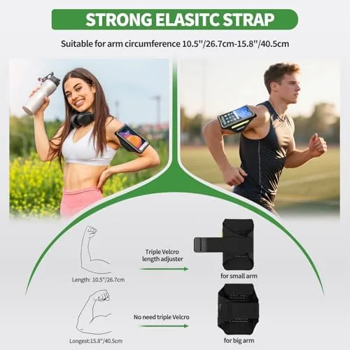 The running armband next to a basic single pocket armband for comparison