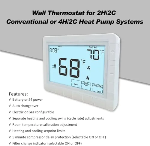 Close look at the Programmable Thermostat for Home,Auto Changeover Heat Pump Thermostat for Multi-Stage,2 build quality