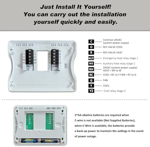Another view of the Programmable Thermostat for Home,Auto Changeover Heat Pump Thermostat for Multi-Stage,2