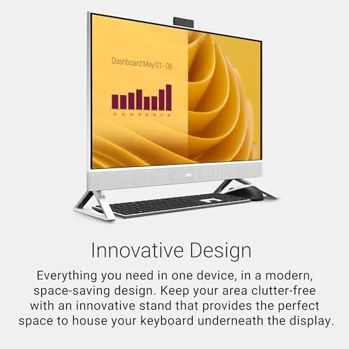 Test setup with the Dell all-in-one running documents and streaming
