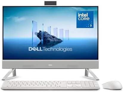 Dell 23.8 inch all-in-one desktop on a compact home office desk