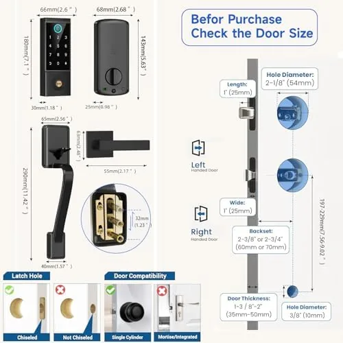 Another view of the BEBASIA Heavy Duty Fingerprint Smart Door Lock for Front Door