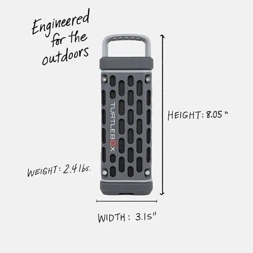 Close look at the Turtlebox Ranger, Ultra-Portable Bluetooth Speaker, Waterproof, Gray | Built For build quality