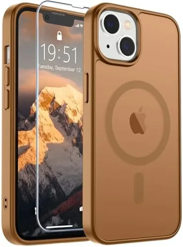 The SUPFINE magnetic iPhone case in Brown on a desk