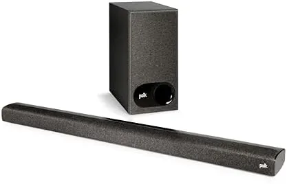 Polk Audio Signa S2D sound bar under a living room TV