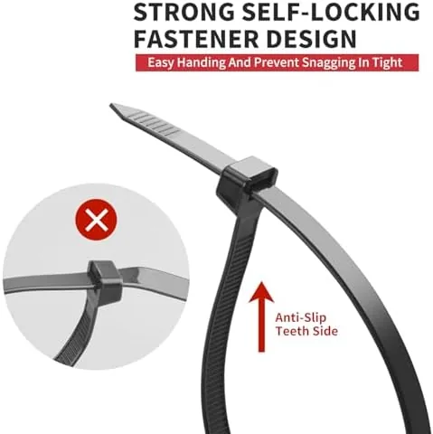 The BethTie 500 Pack Black Zip Ties Heavy Duty Assorted Sizes in real use
