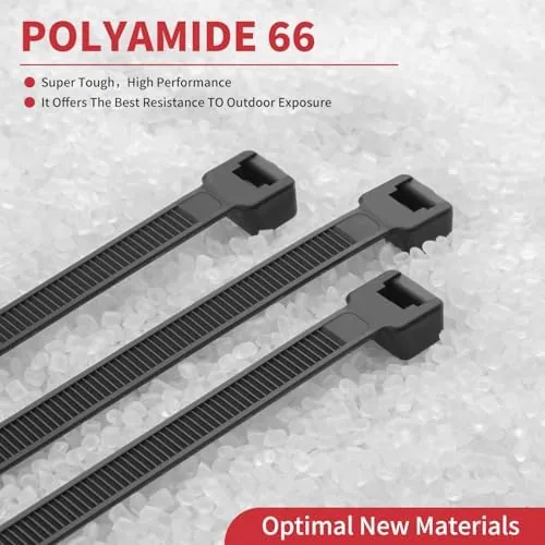 Another view of the BethTie 500 Pack Black Zip Ties Heavy Duty Assorted Sizes