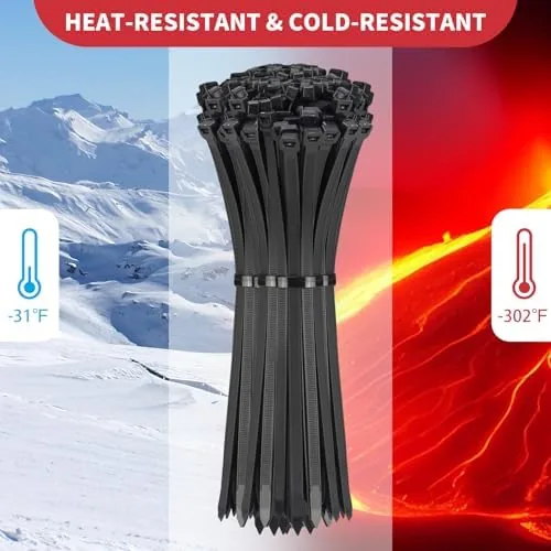 The BethTie 500 Pack Black Zip Ties Heavy Duty Assorted Sizes compared in context