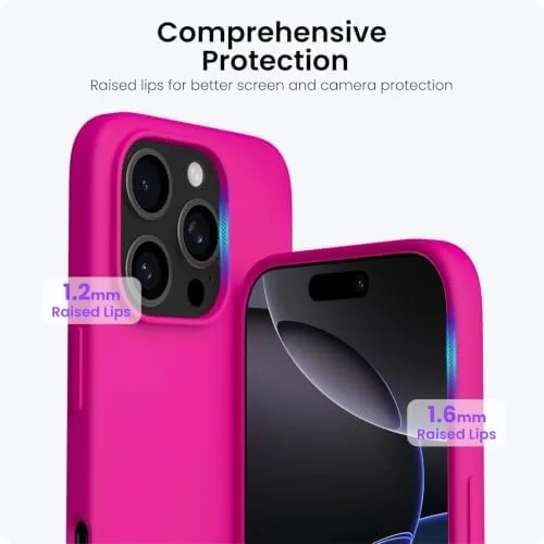 The ORNARTO for iPhone 16 Pro Case, Liquid Silicone, Berry Pink in real use