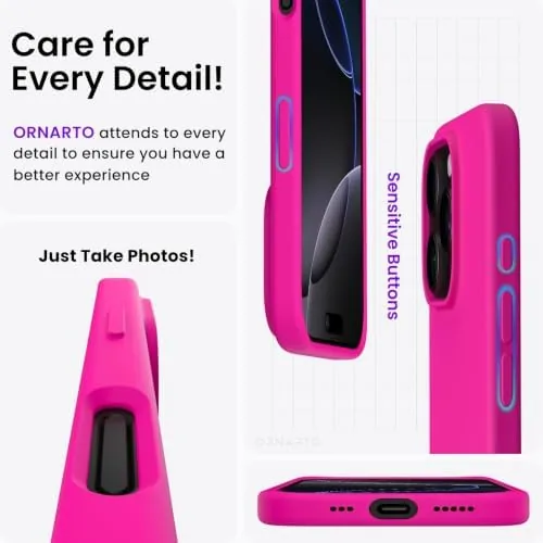 Another view of the ORNARTO for iPhone 16 Pro Case, Liquid Silicone, Berry Pink