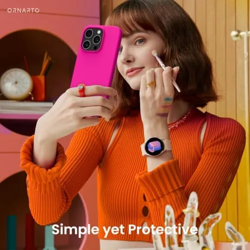 The ORNARTO for iPhone 16 Pro Case, Liquid Silicone, Berry Pink compared in context