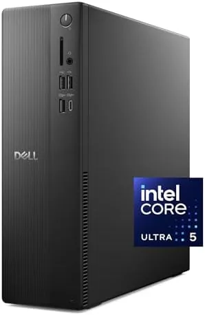 Dell Slim Desktop under a home office desk with a monitor