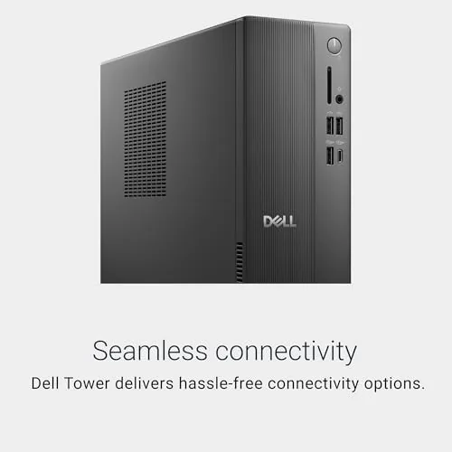 Front panel with ports and the interior layout of the Dell Slim Desktop