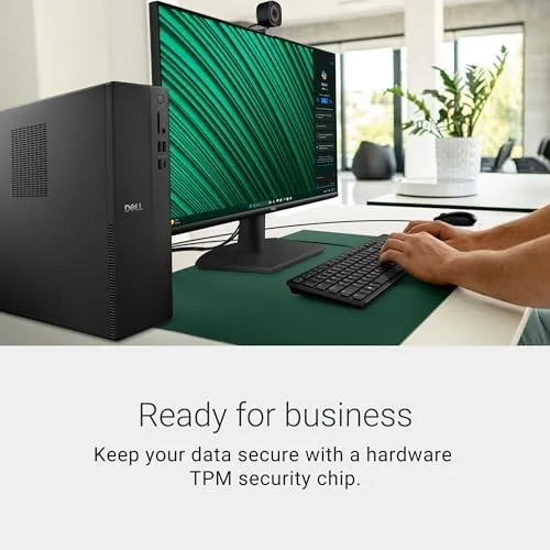 Document and spreadsheet work on the Dell Slim Desktop during a call