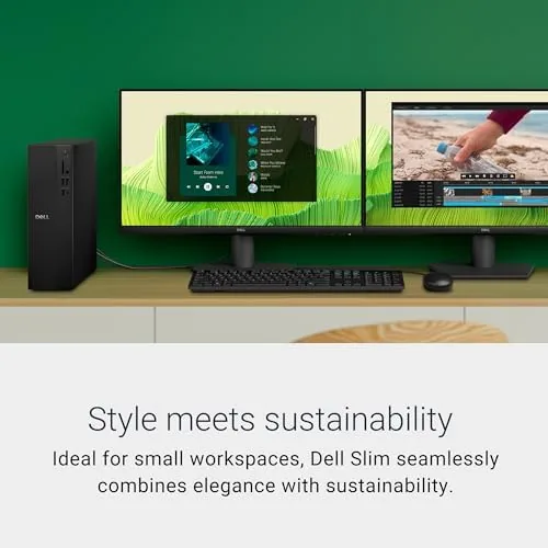 The Dell Slim Desktop beside a rival tower for size comparison