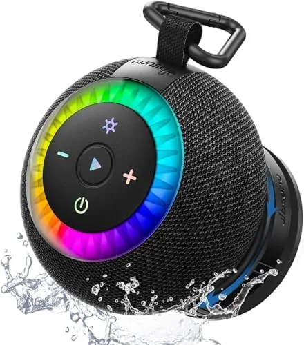 Overview of the Bluetooth Shower Speaker IPX7 Waterproof: Removable Suction Cup, Black |