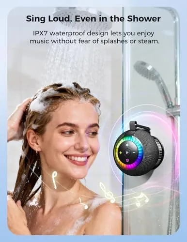 Close look at the Bluetooth Shower Speaker IPX7 Waterproof: Removable Suction Cup, Black | build quality