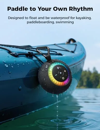 Detail shot of the Bluetooth Shower Speaker IPX7 Waterproof: Removable Suction Cup, Black | features