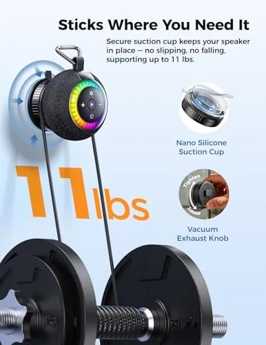 The Bluetooth Shower Speaker IPX7 Waterproof: Removable Suction Cup, Black | compared in context