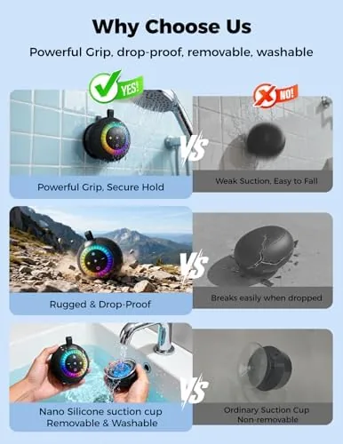 Testing the Bluetooth Shower Speaker IPX7 Waterproof: Removable Suction Cup, Black | over two weeks