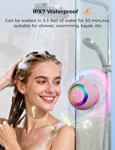 Close look at the Bluetooth Shower Speaker IPX7 Waterproof: Removable Suction Cup, Pink | build quality