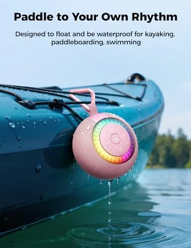 Detail shot of the Bluetooth Shower Speaker IPX7 Waterproof: Removable Suction Cup, Pink | features