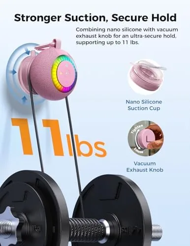 Another view of the Bluetooth Shower Speaker IPX7 Waterproof: Removable Suction Cup, Pink |